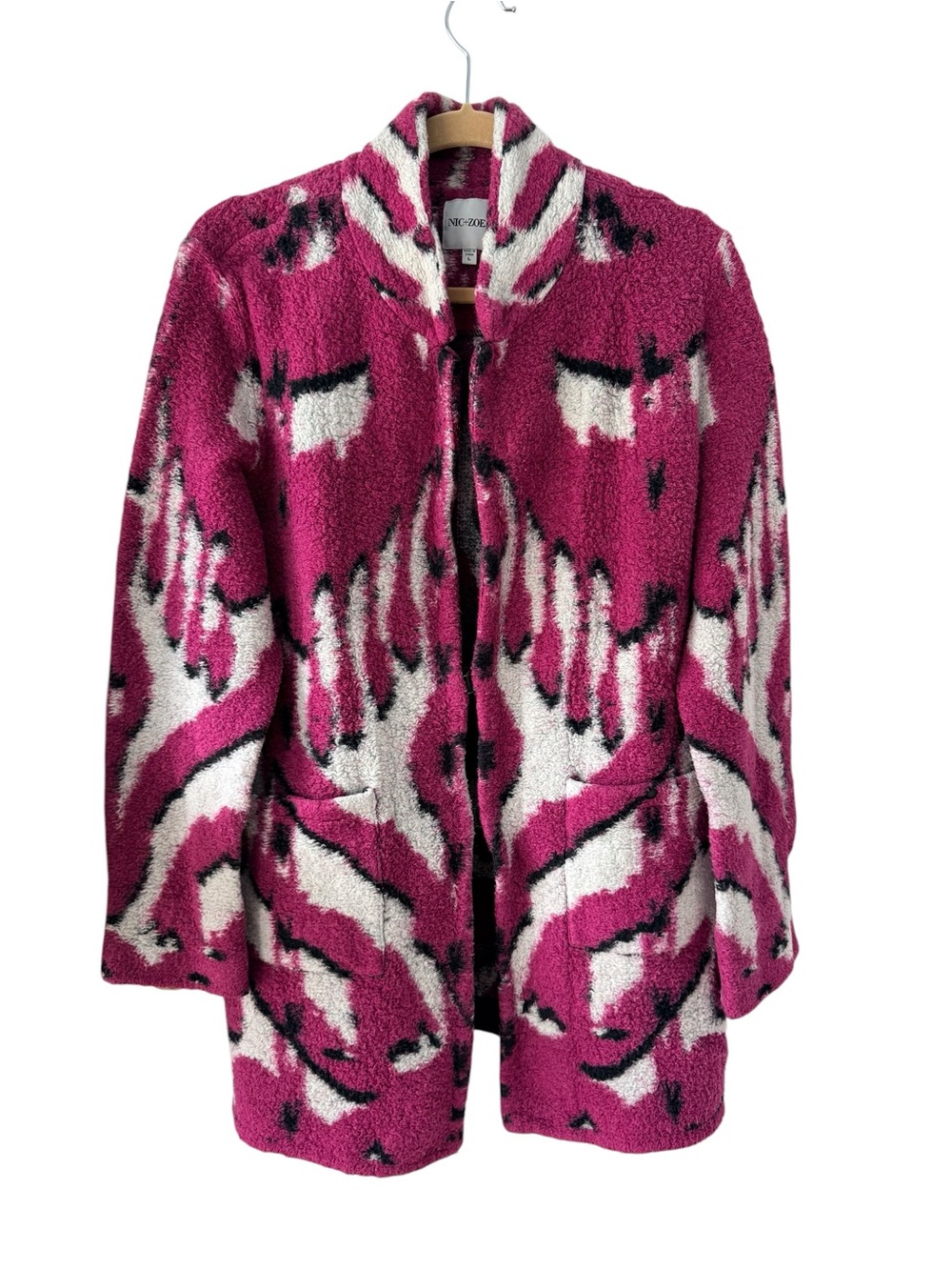 NIC+ZOE Burgundy White Tribal Irate Jacket Large